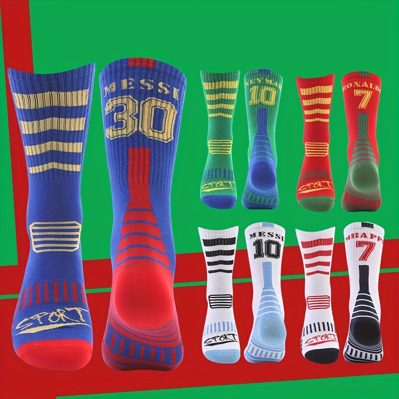 1pair Crew Socks Football Socks, Thin Sports Socks, Sweat-absorbing Wear-resistant Football Socks - Product upscale 