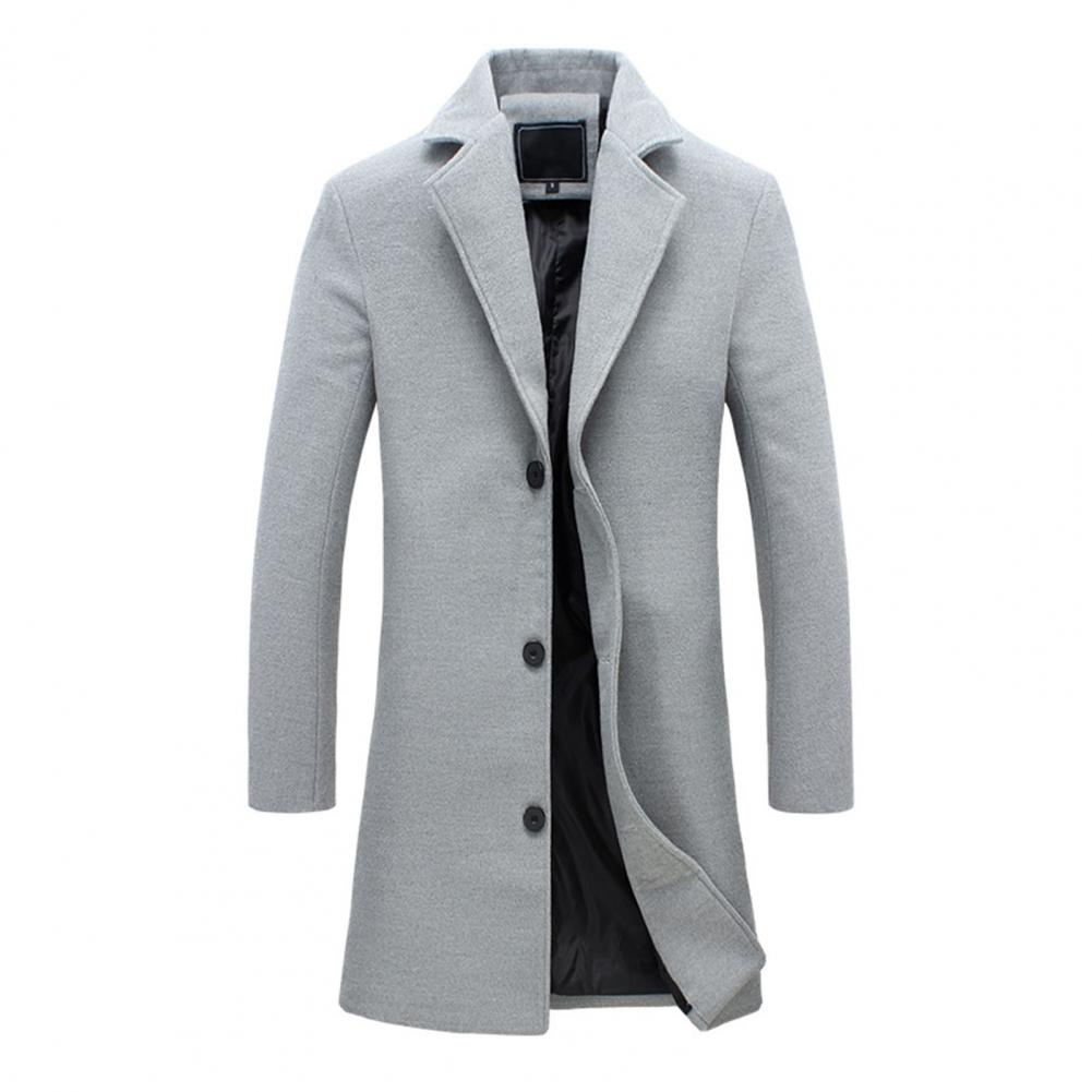 Decorative Men Jacket Easy Match Polyester Single Breasted Men Overcoat for Winter - Product upscale 