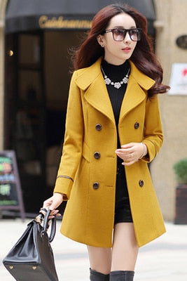 UHYTGF Coat Woman Autumn Winter 2023 Wool Coats For Women Overcoat Double-breasted Woolen Jackets For Women Outerwear M-3XL 124 - Product upscale 