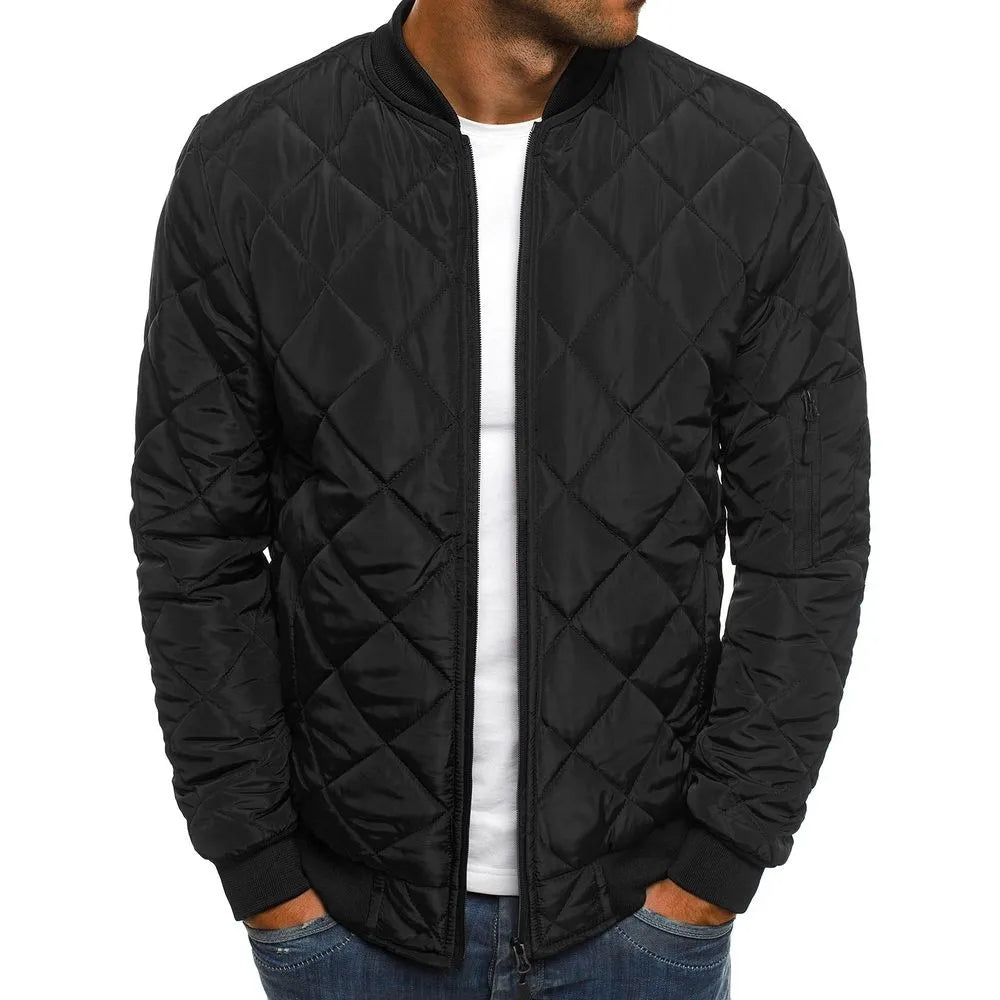 New Men's Casual Plaid Parkas Jacket Wind Breaker Overcoat Winter Clothes Windproof Zipper Jackets - Product upscale 