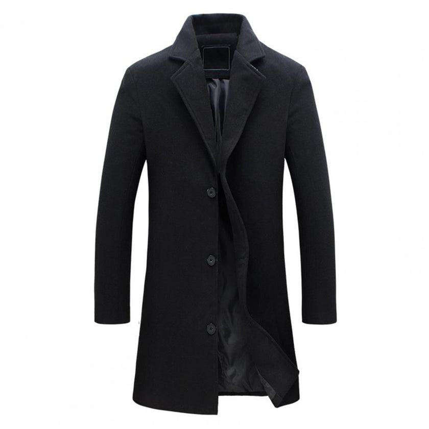Decorative Men Jacket Easy Match Polyester Single Breasted Men Overcoat for Winter - Product upscale 