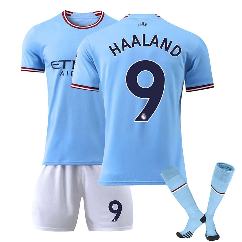Manchester City Children Football Jerseys Sets Kids Boy Home Jerseys Children's Football Uniform Training Suit Set Soccer Tracksuit