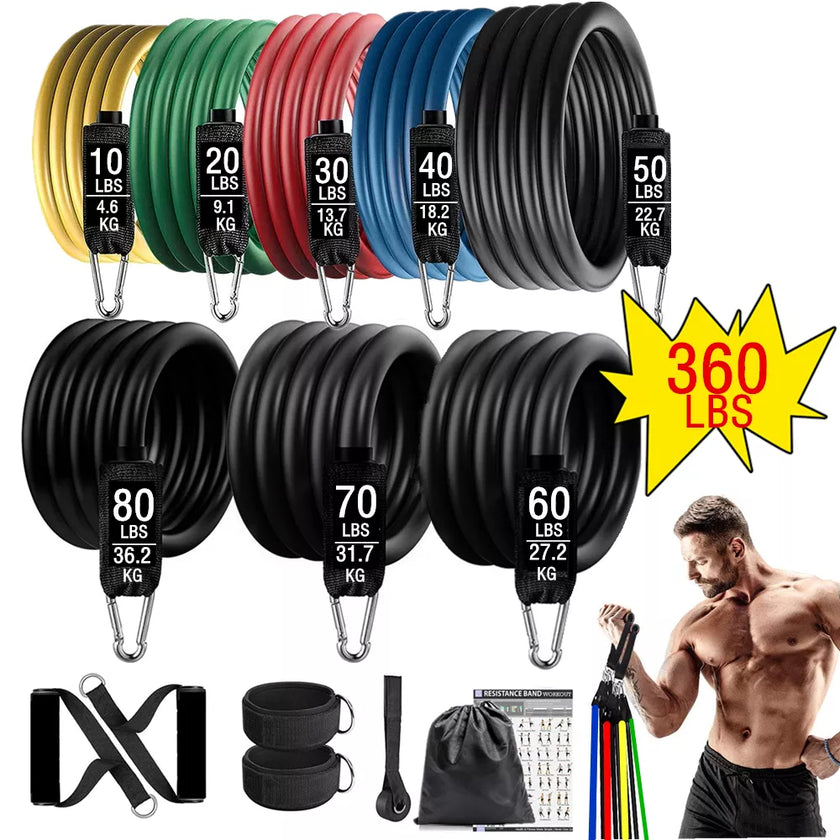 360lbs Fitness Exercises Resistance Bands Set Elastic Tubes Pull Rope Yoga Band Training Workout Equipment for Home Gym Weight - Product upscale 