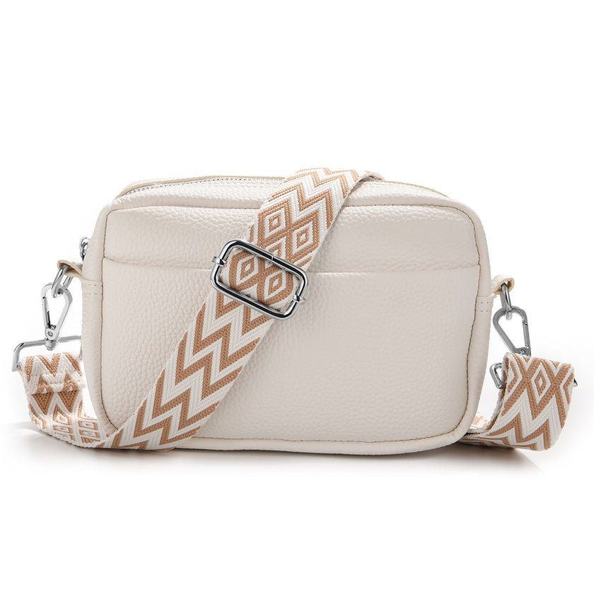 Women Solid Classic Purses and Handbags Wide Fabric Strap Crossbody Bag Luxury Daily Use Zipper Shoulder Bags - Product upscale 
