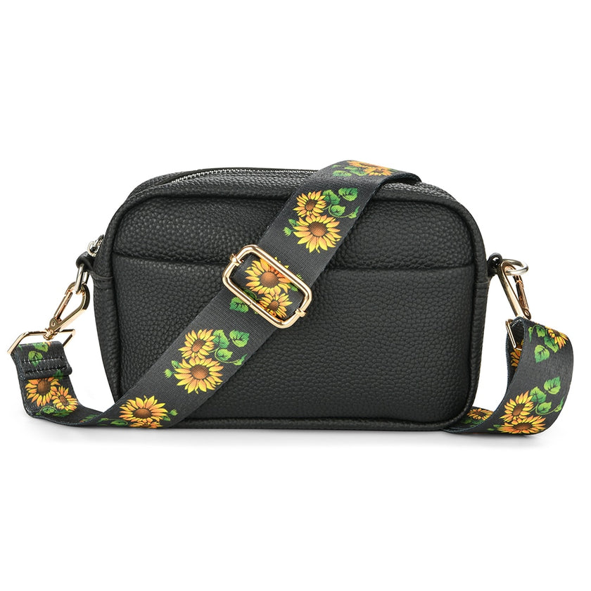 Women Solid Classic Purses and Handbags Wide Fabric Strap Crossbody Bag Luxury Daily Use Zipper Shoulder Bags - Product upscale 