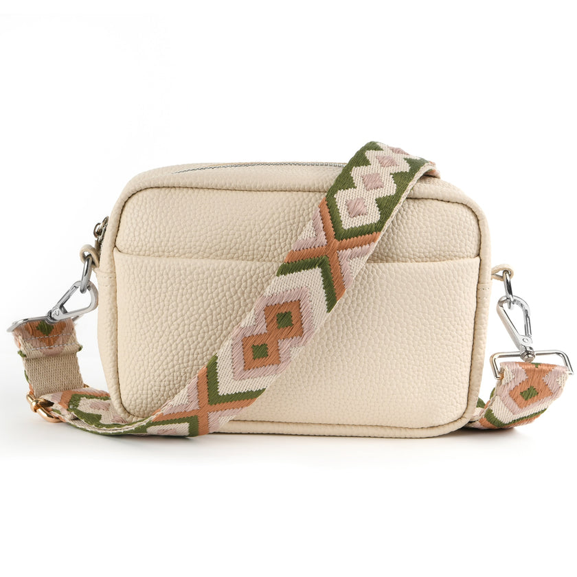 Women Solid Classic Purses and Handbags Wide Fabric Strap Crossbody Bag Luxury Daily Use Zipper Shoulder Bags - Product upscale 