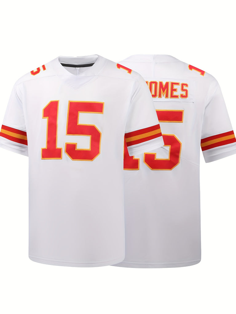 Men's Classic #15 White American Football Jersey : V-neck Embroidery Breathable  Sports Uniform For Training Competition - Product upscale 