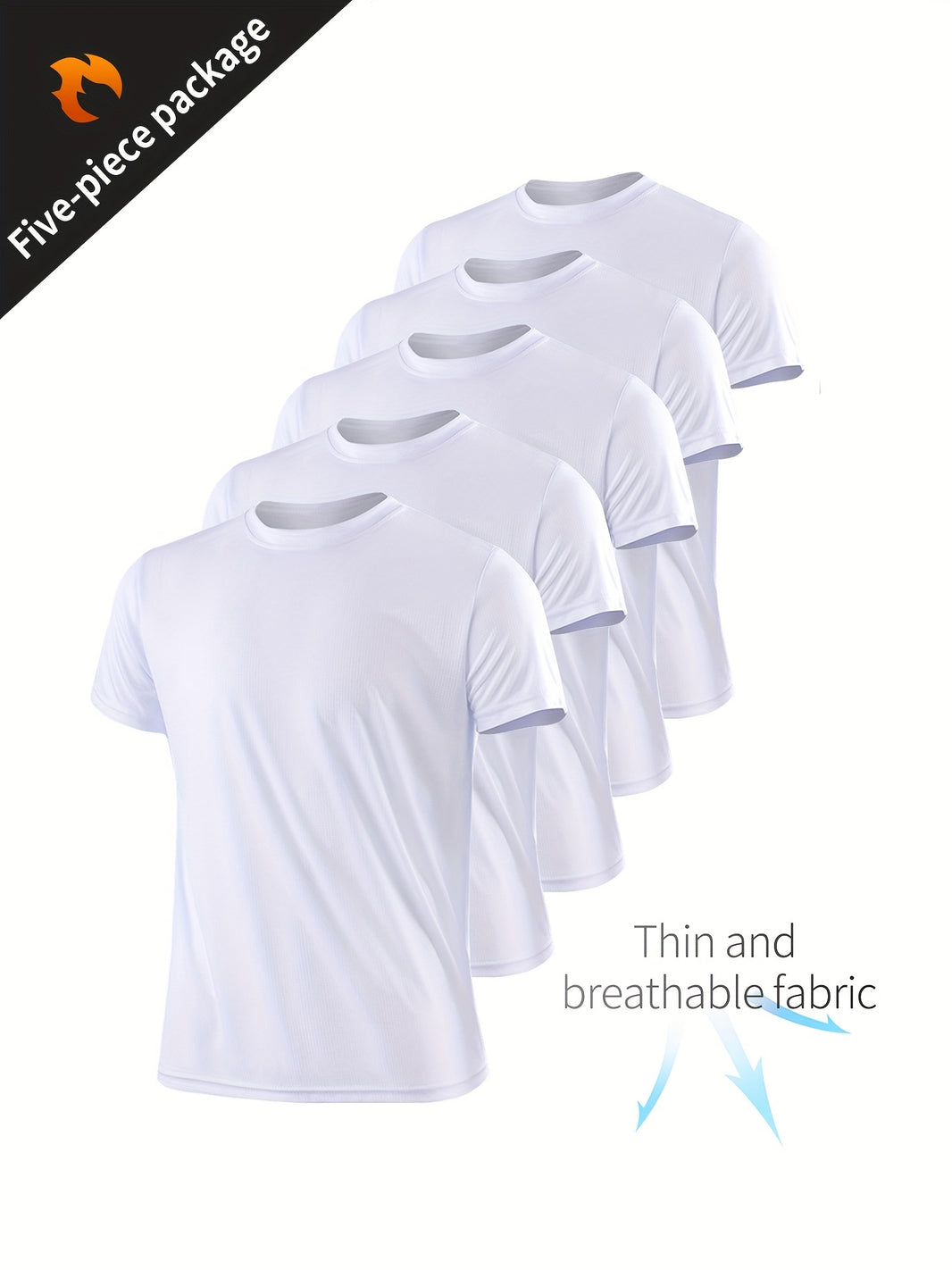 5pcs Breathable Quick Drying Men's Sport T-Shirt For Fitness, Gym, And Running - Sweat Absorbing And Bodybuilding Shirt